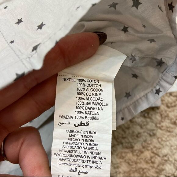 DPAM brand Infant Button Down‎ Long Sleeve Shirt Grey With Stars Size 6 Months - Picture 6 of 7